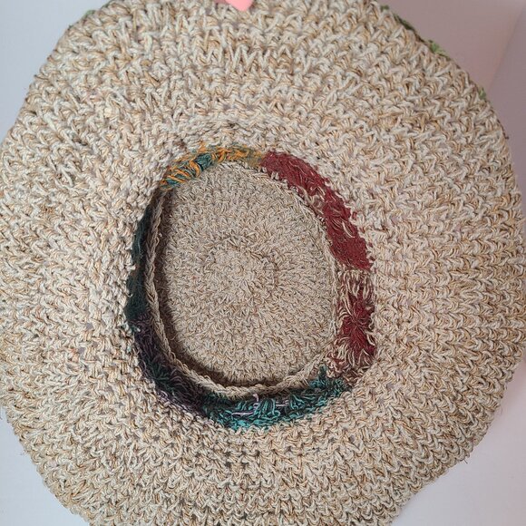 Handmade Tibetan Straw Hat with Wired Brim โ Boho Festival Style - Picture 6 of 7